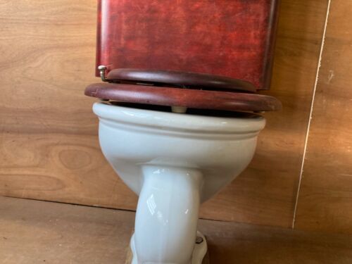 Antique White Victorian Porcelain L Wolff Yazoo Toilet Bowl Oak Tank 504-23E - Picture 4 of 21