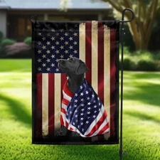 Black Labrador Retriever American Patriot Wrapped in Glory Flag Graden Flag