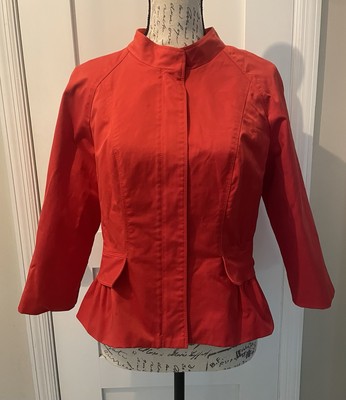 Kenneth Cole New York Canvas Full Zip Red Jacket Mock Collar Women s Size: 8 EUC