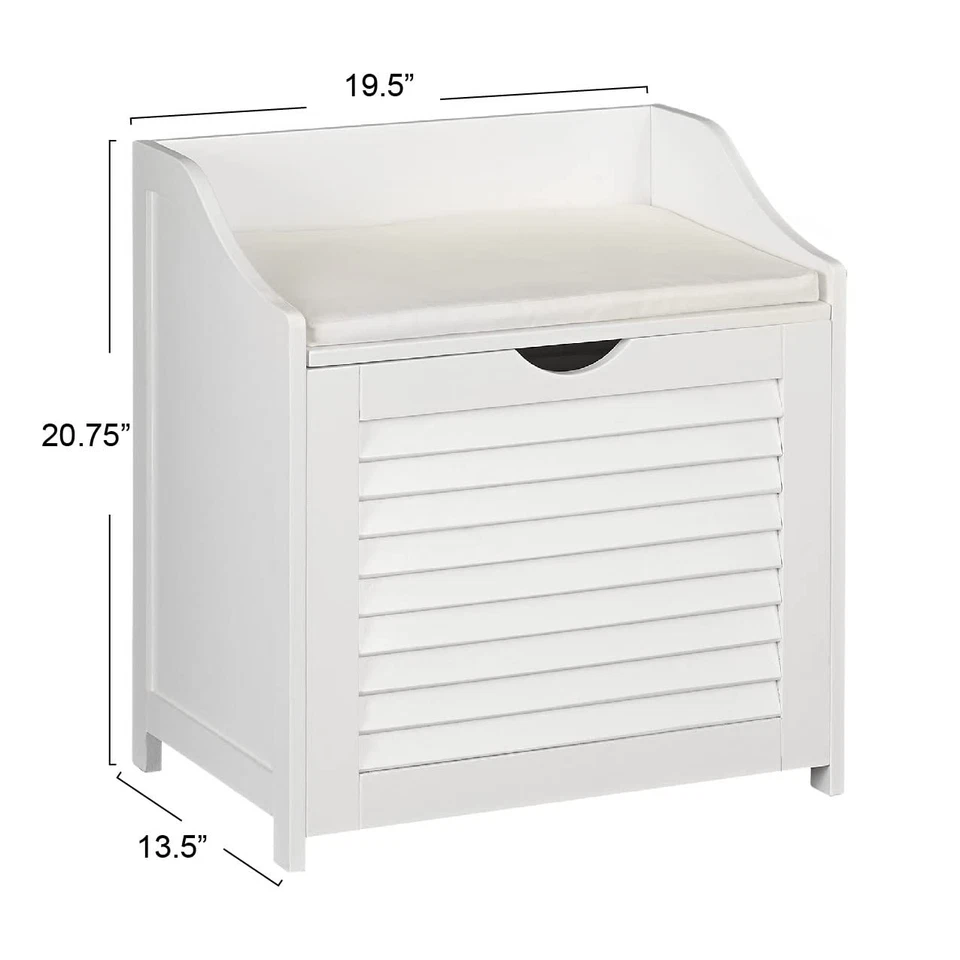Single Load Hamper Cabinet Seat, White - Image 3 of 4