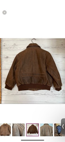 Vtg 90s Class Club Leather Bomber Jacket Aviator Motorcycle Coat Size 4/5 Unisex - Picture 5 of 8