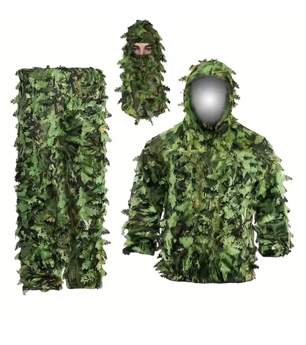 Adult Ghillie Suit Camouflage with Mask Hunting Observation Green