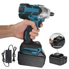 Cordless Electric Impact Wrench Gun 1/2'' High Power Driver with Li-ion Battery/