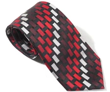 David Taylor Tie New Red Black Silver Geometric Necktie 59 x 3.5