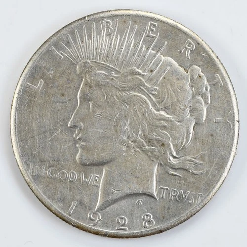 1928 Peace Dollar Silver VF details $1