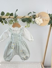 Next Baby Girls Preloved Two Piece Cute Animal Dungaree Outfit Set Upto 1 Month