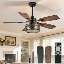 Depuley 42-Inch Ceiling Fans with Lights: Caged 42 Inch, Black Walnut Cage 02
