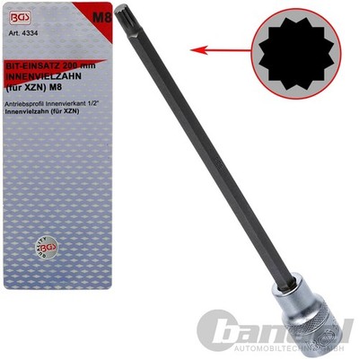 BGS STECKSCHLÜSSEL 1/2'' VIELZAHN XZN 200mm LANG-NUSS EINSATZ BIT SPEZIAL-NUSS M8