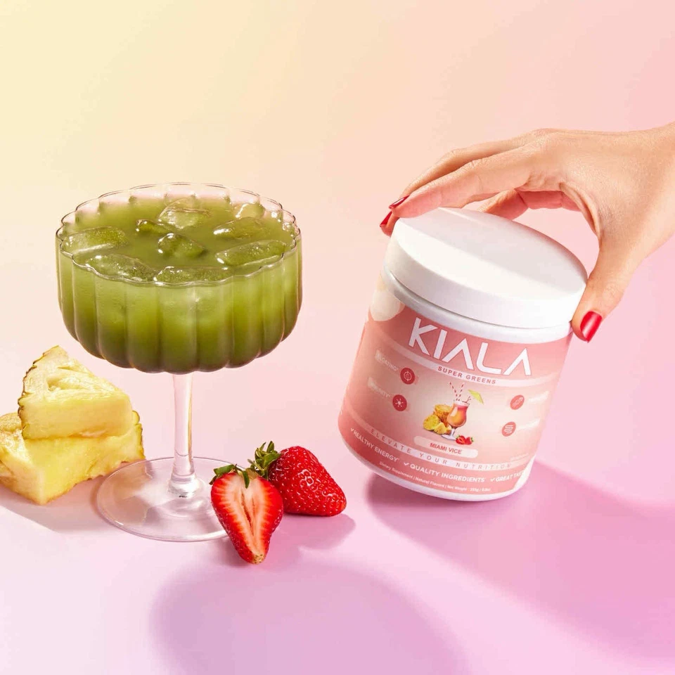 Kiala Nutrition Super Greens - Polvo de verduras orgánicas | Sabor Miami Vice | 30 Se Foto 2 de 4