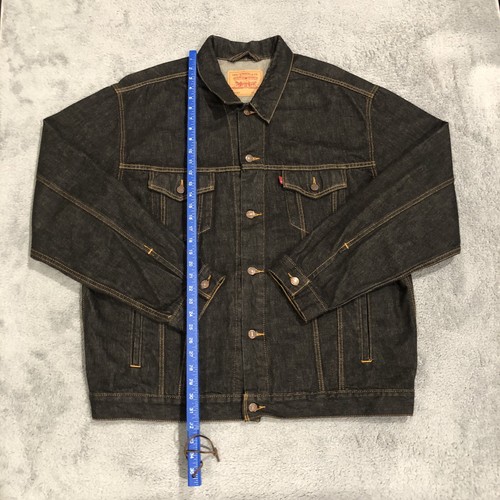 VTG Levi's 70507 4878 2XL RARE Blank Tab Raw Denim Black Trucker Denim Jacket - Picture 2 of 12