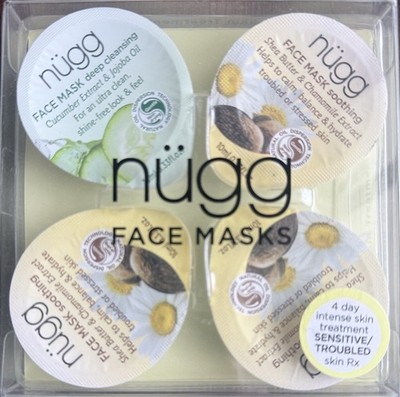 nugg FACE MASKS PACKOF 4,4Day Intense Skin Treatment Sensitive/troubled Skin Rx