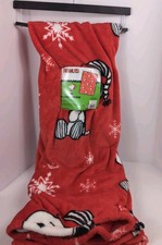 Peanuts Snoopy Woodstock Red Christmas Throw Plush Soft Blanket  50"X 70"