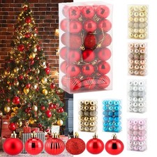 36/72Pcs Christmas Balls Shatterproof Xmas Tree Ornaments Hanging Balls Decor