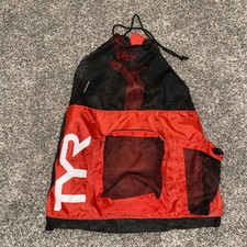 TYR Big Mesh Mummy Backpack See Through Bag Black Swimming Lifeguard Diving Red