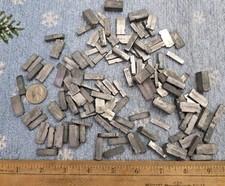 Lot Of 100 Small Vintage Printing Press Metal Typeset Blocks - Letters & Numbers