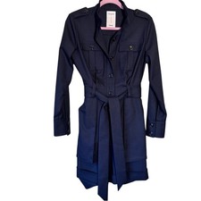 Mameluco Philippe Perisse azul marino mezcla de lana estilo trinchera para mujer M con cinturón preppy
