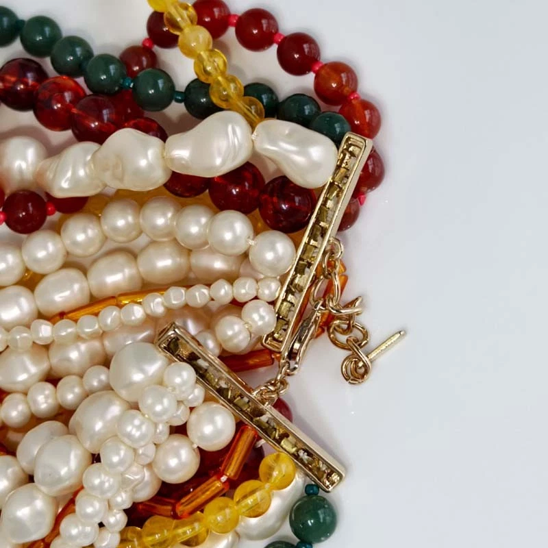 Collar llamativo de 22" Zara con cuentas múltiples hebras elegante para mujer fiesta vacaciones joyería Foto 4 de 4