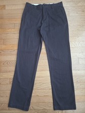 Chaps Mens Flat Front Chino Pants 32x33 Classic Straight, Navy Blue 100% Cotton