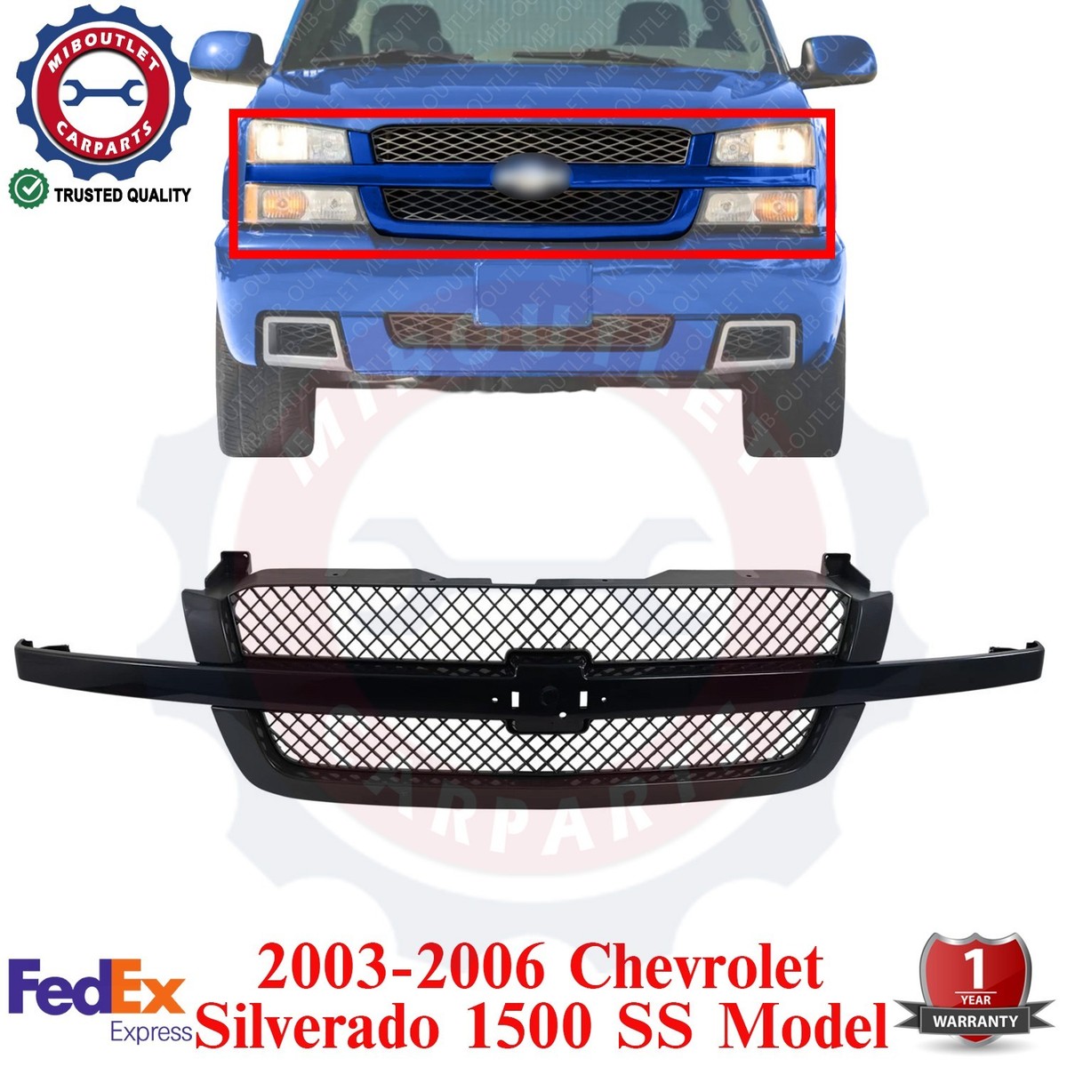 Bumper Grille Molding Filler Trims Fit For 2003-07 Chevrolet Silverado