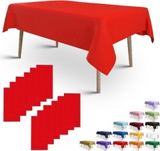Red Plastic Tablecloth, Disposable Table Cloths 54x108 Inch Size for 6-8 Foot