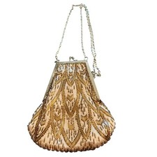 Unbranded, gold beaded crossbody with gold chain strap