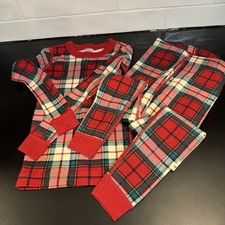 Hanna Andersson Size 6-7 Plaid Long John Christmas Pajamas