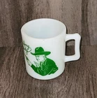 Vintage 1950s GREEN Hopalong Cassidy Childs Milk Glass Mug