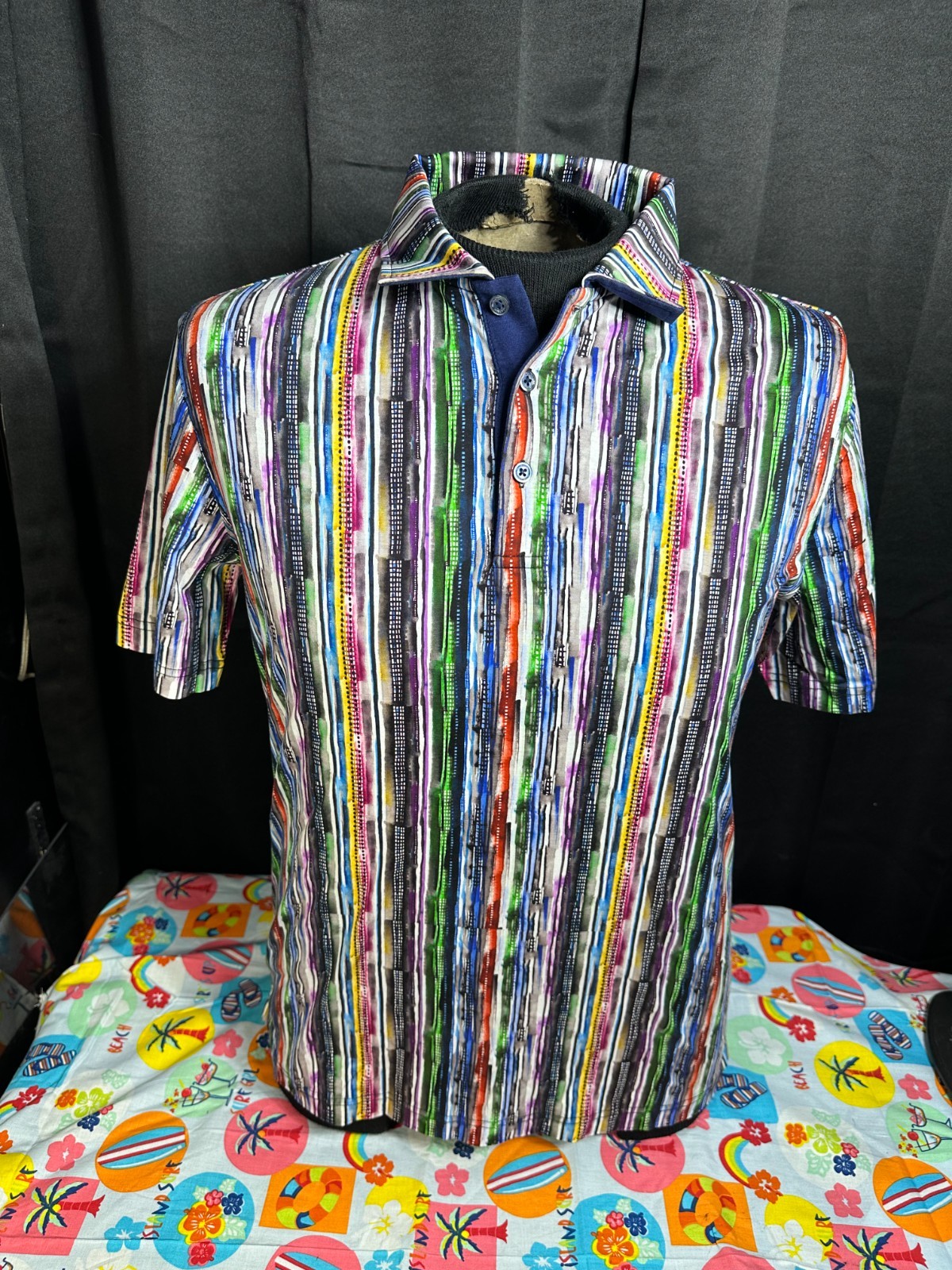 Bugatchi Multicolor Striped Mercerized Cotton Men… - image 1