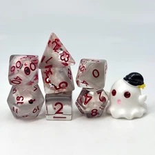 Sage's Sleepy Ghost Familiar Resin Polyhedral Dice Set + Toy | Dnd Dice D&D RPG