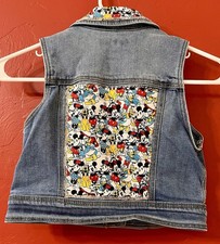 Child s Quilted Mickey Mouse Friends Blue Denim Vest Size 6/6X
