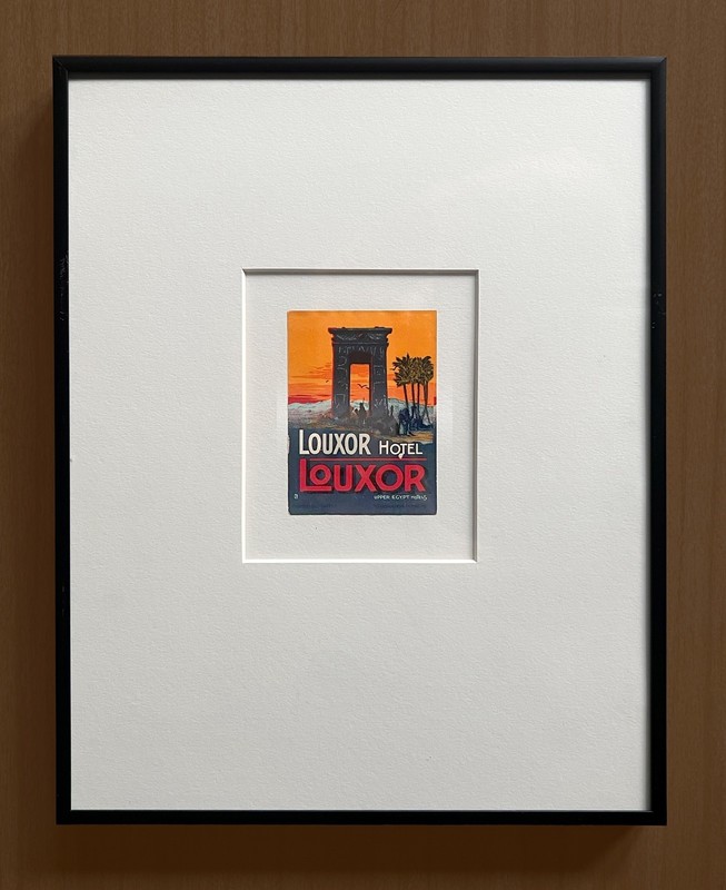 Rare RICHTER LABEL Hotel Luxor (Louxor) Egypt - framed to exhibit as graphic art