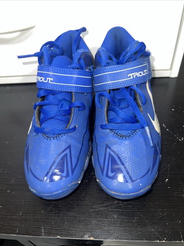 Nike Fast Flex Baseball Mid Cleats 1y Mike Trout Blue shoes boys kids Youth - Picture 2 of 6