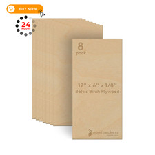 3 mm Baltic Birch Plywood 1/8 x 6 x 12 Inch, 6" x 12", 1/8" thick, Pack of 8