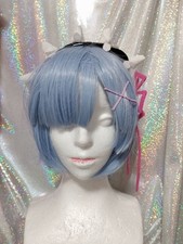 Re:Zero Rem Peluca Azul Diadema Horquilla Flor Juegos con disfraces Accesorios Japón