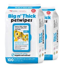 Petkin Large Pet Wipes for Dogs and Cats, 200 100 Count Pack of 2 , White