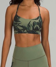 NWT Lululemon Flow Y Bra Nulu Light Support A  C Cups Sz 4 Botanical Bloom Green