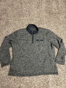 Eddie Bauer Jacket Mens XL Gray Salt Pepper Marled 1/4 Zip Fleece Pullover Hike