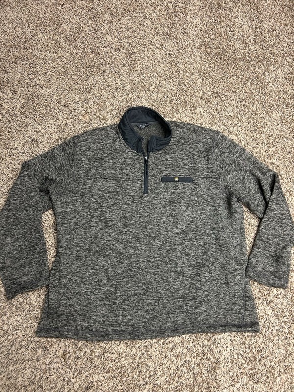 Eddie Bauer Jacket Mens XL Gray Salt Pepper Marled 1/4 Zip Fleece Pullover Hike