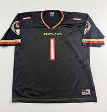 Vintage Las Vegas Outlaws Jersey Mens XL Black XFL Football Champion #1