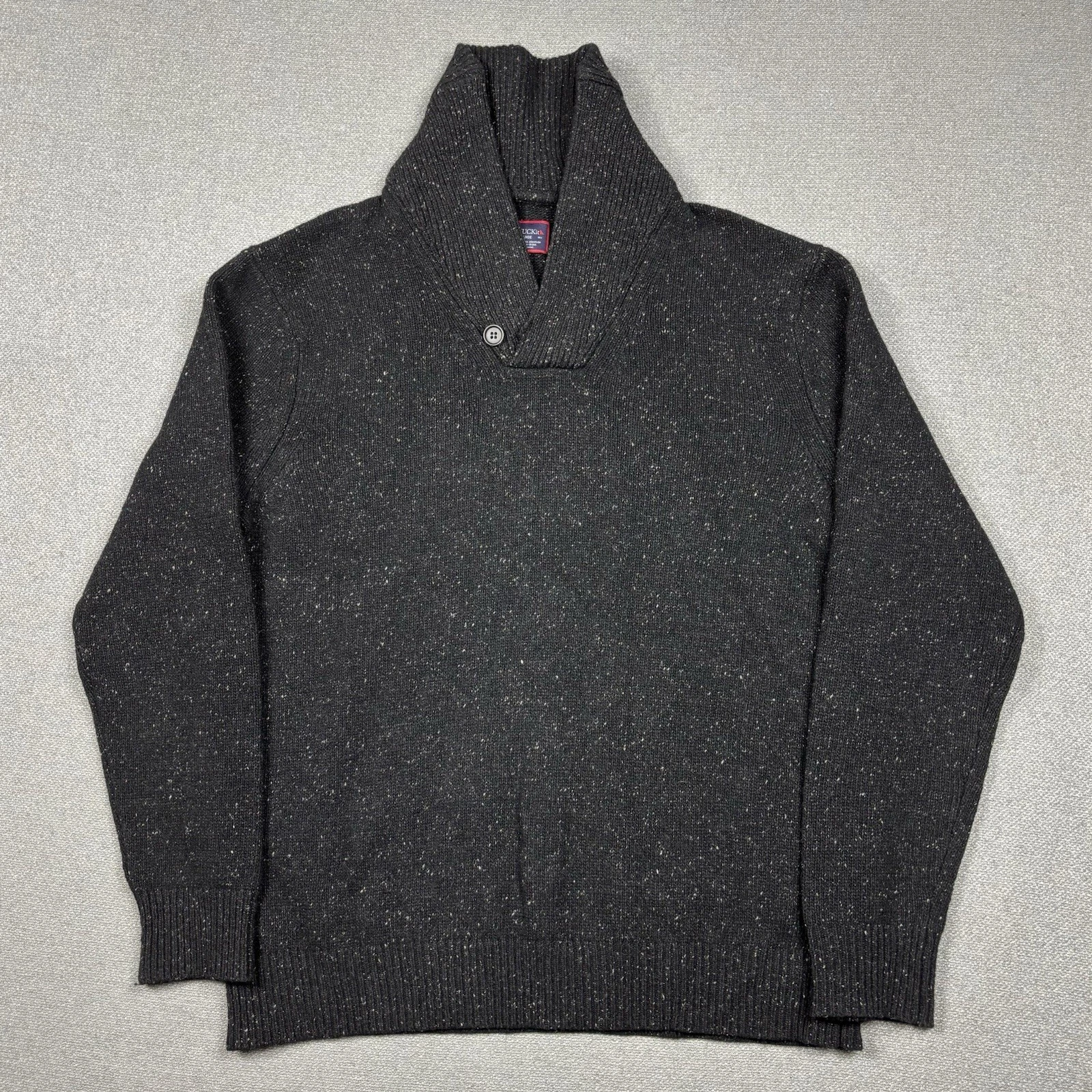 UNTUCKit Lambswool Silk Blend Mock Neck Sweater Pullover Mens L Black Speck