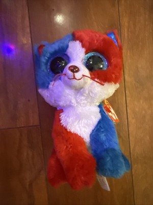TY Beanie Boos Firecracker Cat 6'' Plush 4th of July W/ Tag Red White Blue