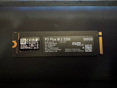 Crucial P3 Plus M.2 2280 500GB PCI-Express 4.0 NVMe 3D NAND Internal SSD