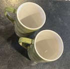Set of 2 - 2008 Starbucks 14 oz Coffee Mug Ceramic Green Swirl Glaze — photo 5