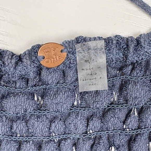 Free People One Adella Tie Dye Woven Slip Gauze Swing Mini Dress Blue Medium