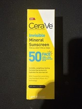CeraVe Invisible Mineral Face Sunscreen SPF 50  Lotion 1.62 oz Exp 03/2027