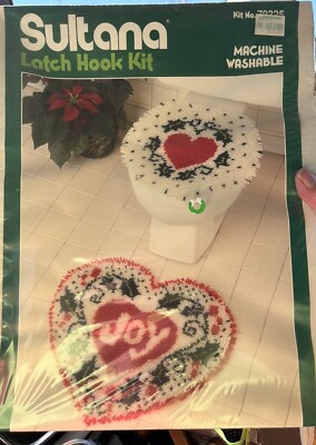 Sultana Christmas  LATCH HOOK Bath Ensemble  KIT  Joy  Rug Toilet Seat Cover