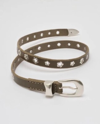 BELT OUR LEGACY in Brown Full-grain Leather Plum Blossom Buckle