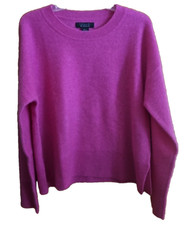 Tahari 100 2-Ply Cashmere Crew Neck Elegant Warm Soft Sweater Pink SZ XL New