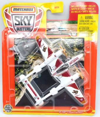 P-38 Lightning #5 * White/Red  * 2022 Matchbox Sky Busters Mix 3 Case C * AF33
