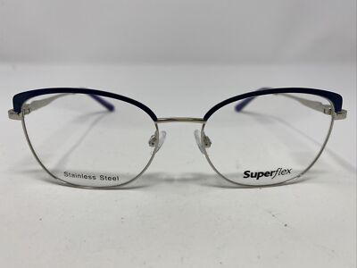 Superflex SF-601 S201 53-17-135 Blue/Silver Full Rim Eyeglasses Frame SV48